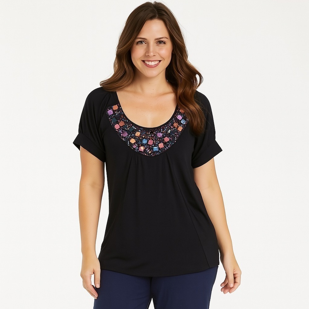 UNIQUE Heavily Beaded Top, Size S